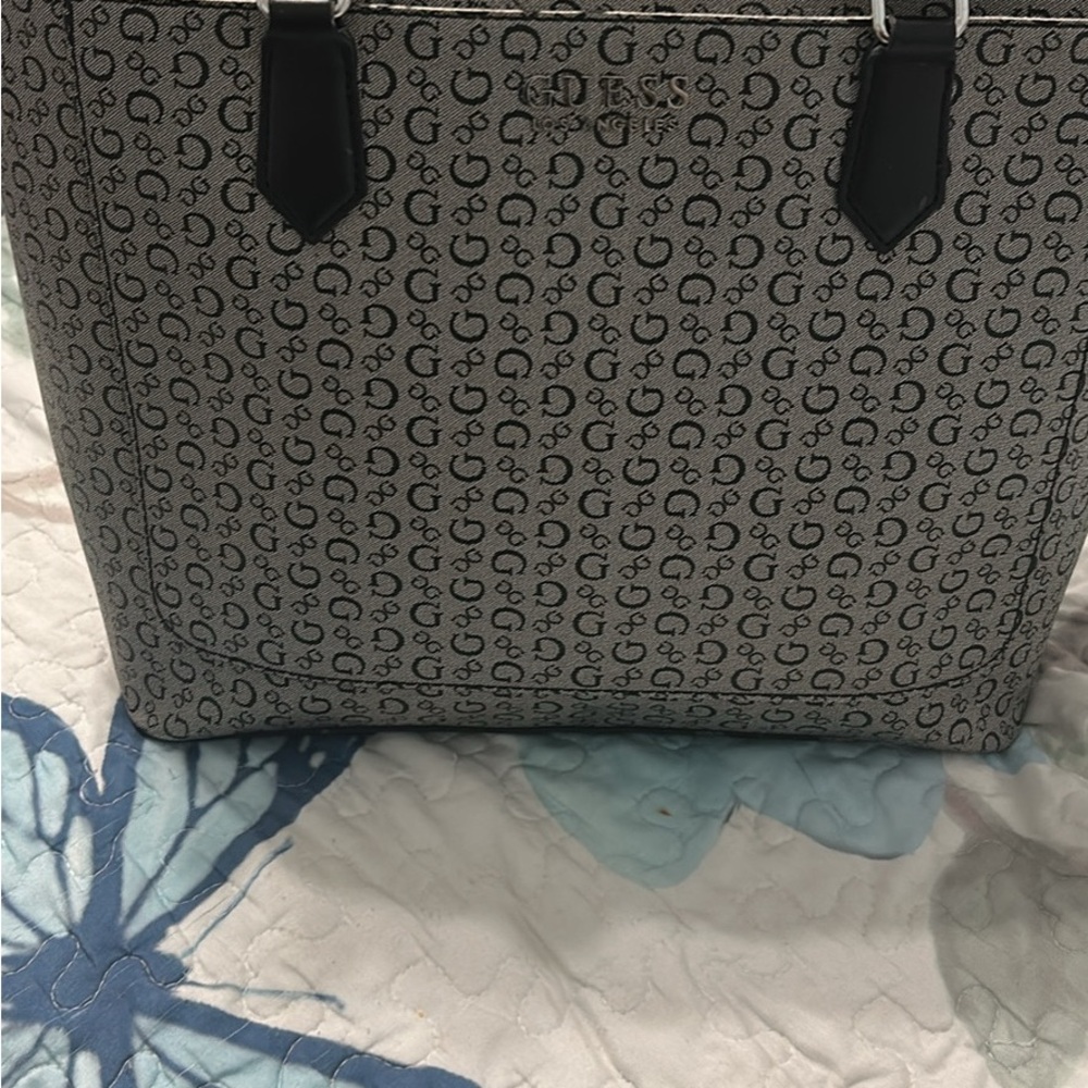Guess Black and Gray Signature Tote